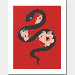 Snake With Flower Posters and Art